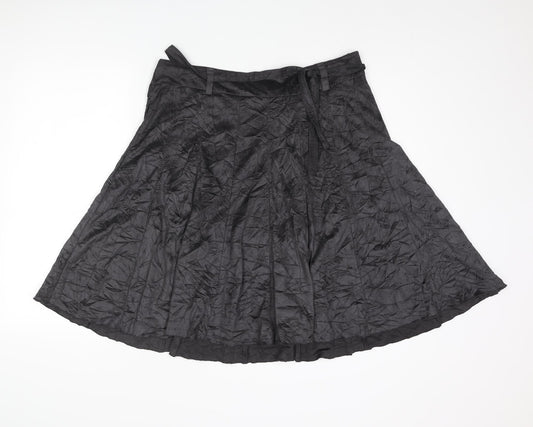 Liv Womens Grey Polyester Flare Skirt Size 14 Zip - Belted