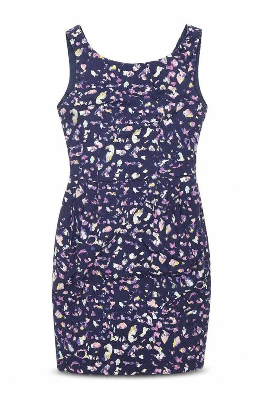 Coast Womens Blue Geometric Cotton Mini Size 6 Scoop Neck Zip