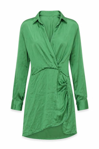 Zara Womens Green Polyester Shirt Dress Size S Collared Zip - Button