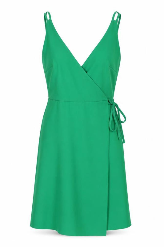 Topshop Womens Green Polyester Wrap Dress Size 6 V-Neck Button