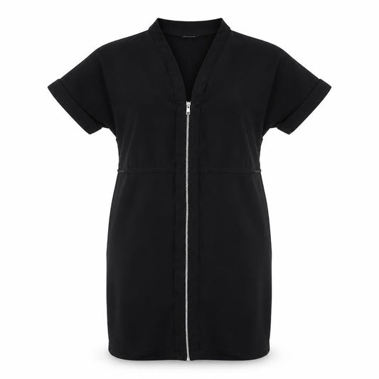 VILA Womens Black Polyester Shift Size XS V-Neck Zip - Belted