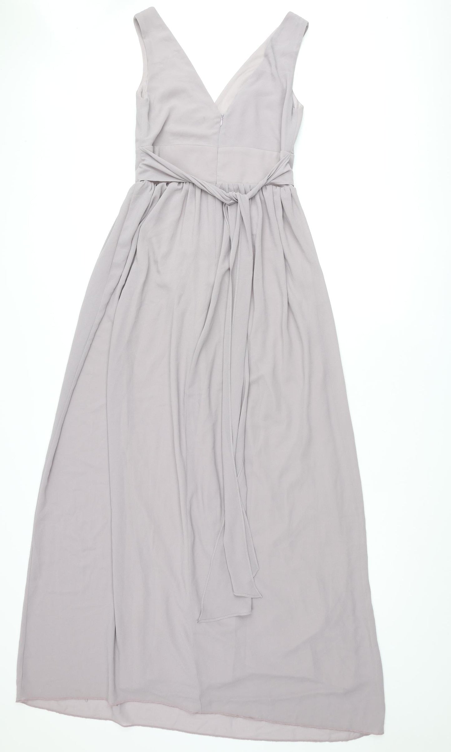 TFNC Womens Purple Polyester Maxi Size 8 V-Neck Zip - Tie