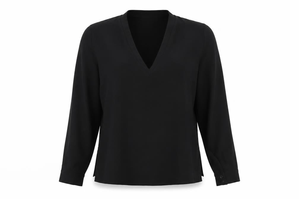 Zara Womens Black Polyester Basic Blouse Size M V-Neck
