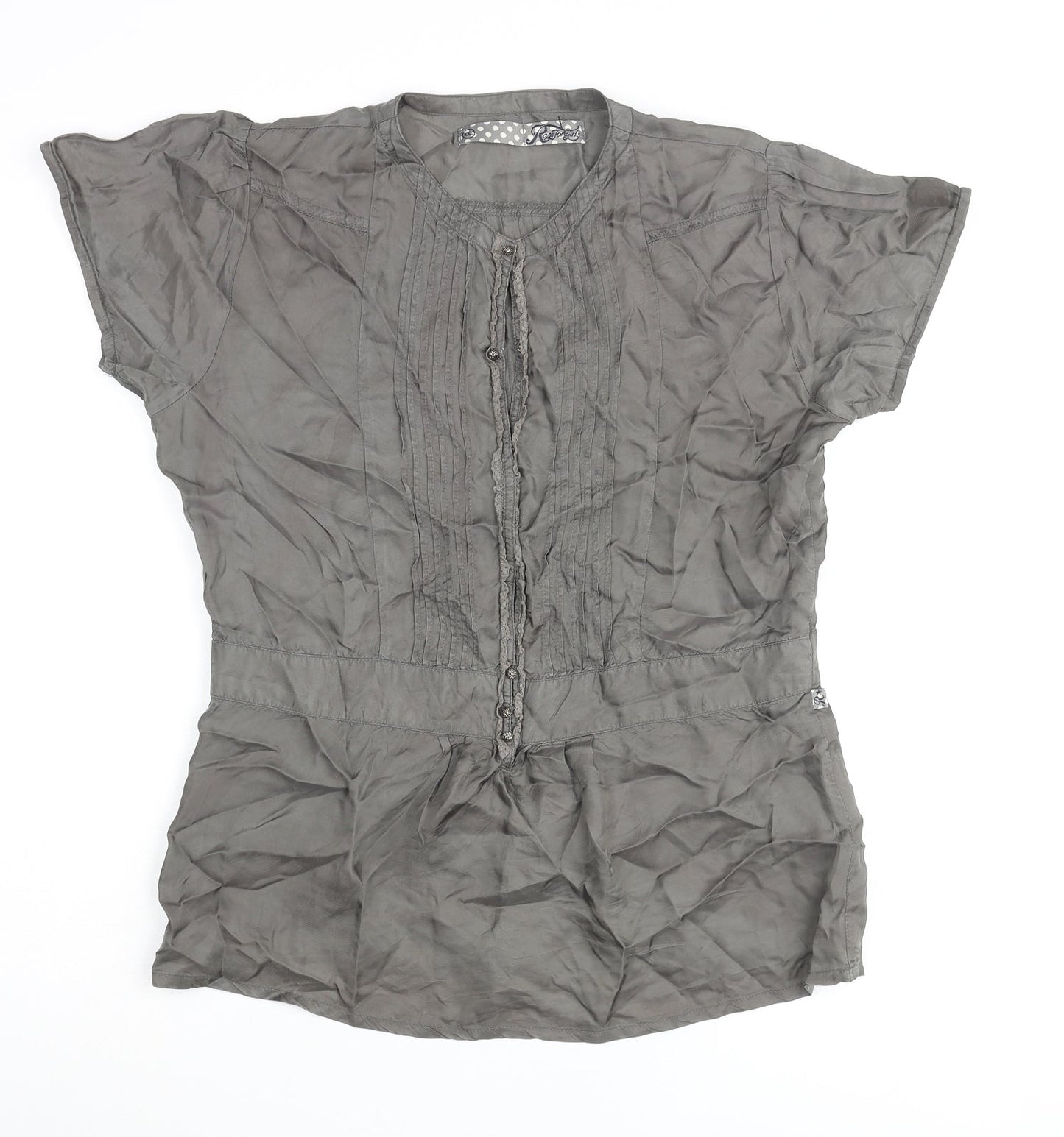 Rags Womens Grey Viscose Basic Blouse Size 2XL Round Neck