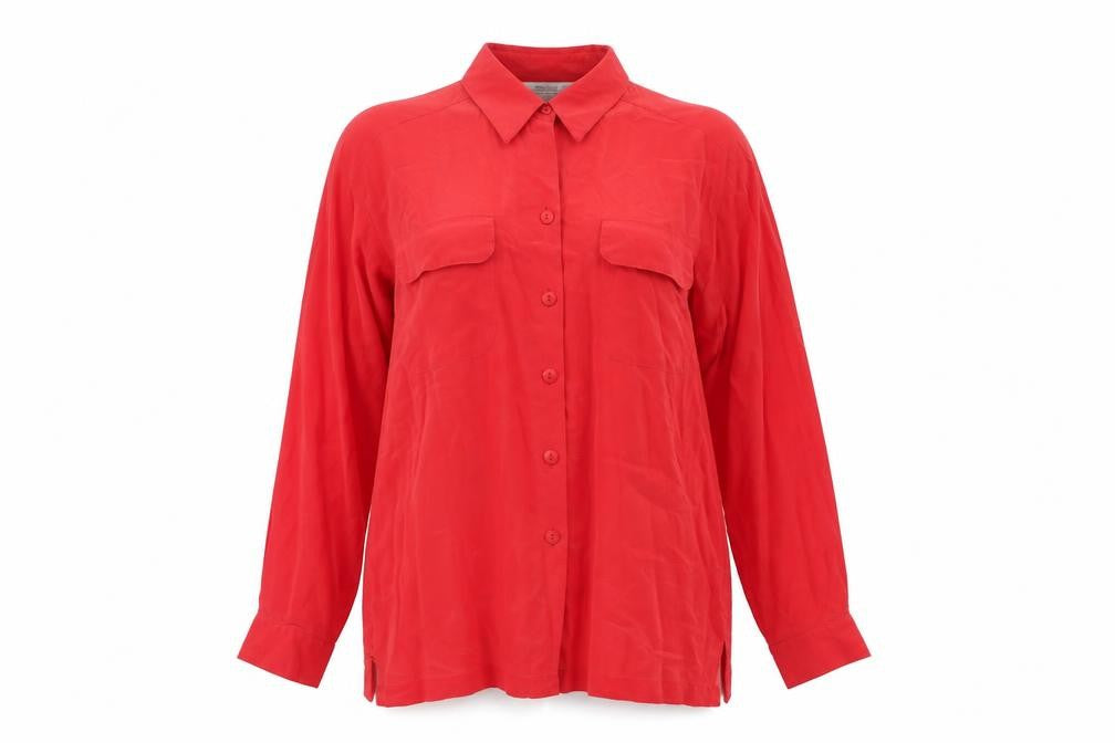 St Michael Womens Red Polyester Basic Button-Up Size 12 Collared