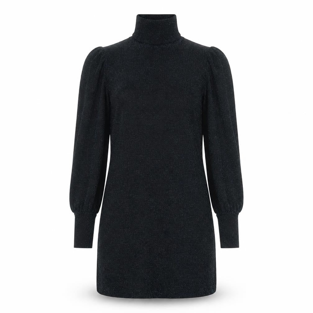 Misspap Womens Black Polyester Sheath Size 6 Mock Neck Pullover - Sparkle