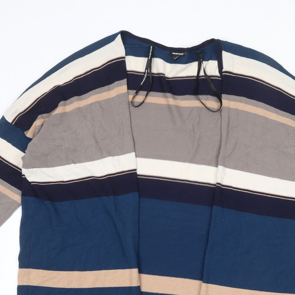 Warehouse Womens Multicoloured V-Neck Striped Viscose Cardigan Jumper Size S