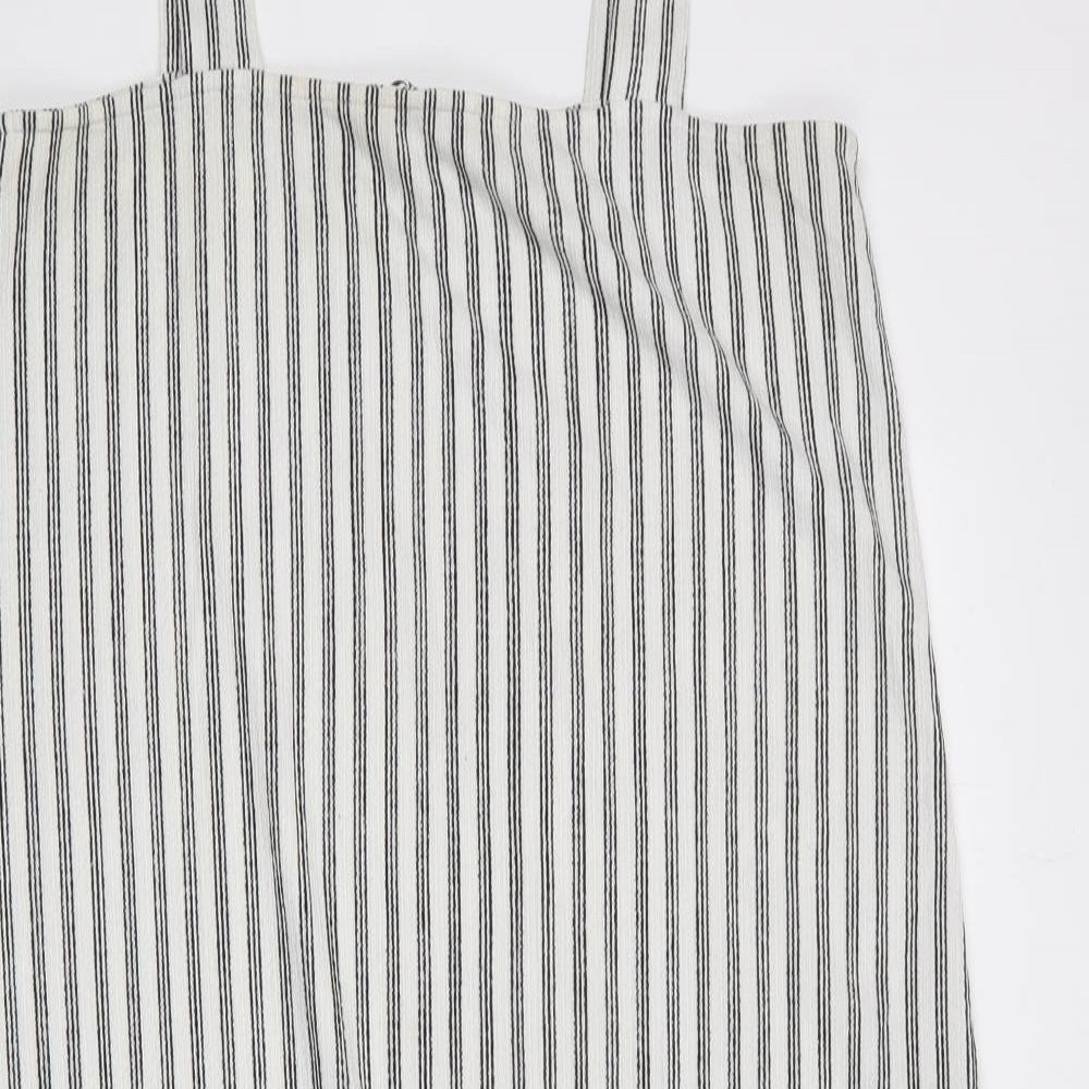Very Womens White Striped Polyester Mermaid Size 12 Square Neck Pullover