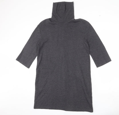 Zara Womens Grey Cotton Sheath Size S High Neck Pullover