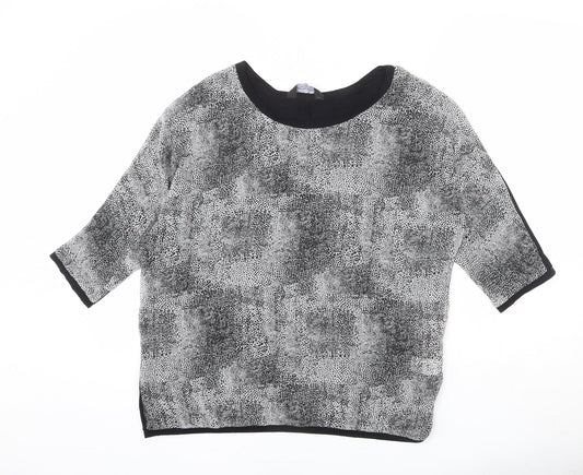 Dorothy Perkins Womens Grey Geometric Polyester Basic Blouse Size 12 Round Neck