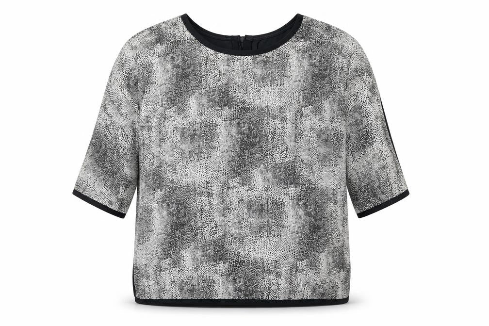 Dorothy Perkins Womens Grey Geometric Polyester Basic Blouse Size 12 Round Neck