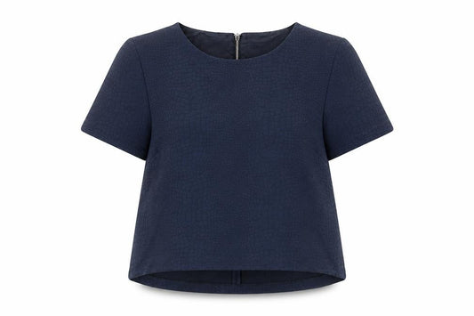 Dorothy Perkins Womens Blue Animal Print Polyester Cropped T-Shirt Size 14 Round Neck - Snake Skin Print
