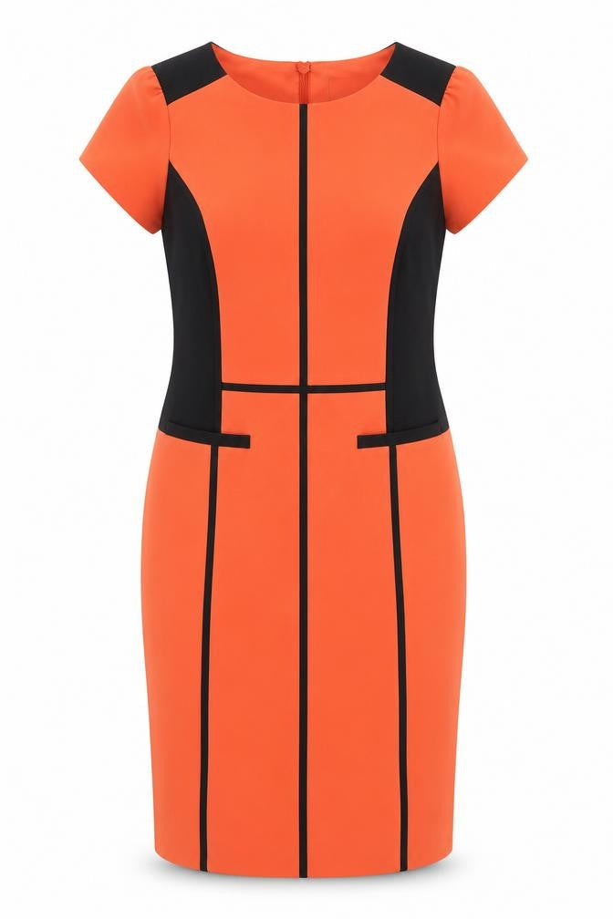 Marisota Womens Orange Polyester Sheath Size 12 Round Neck Zip