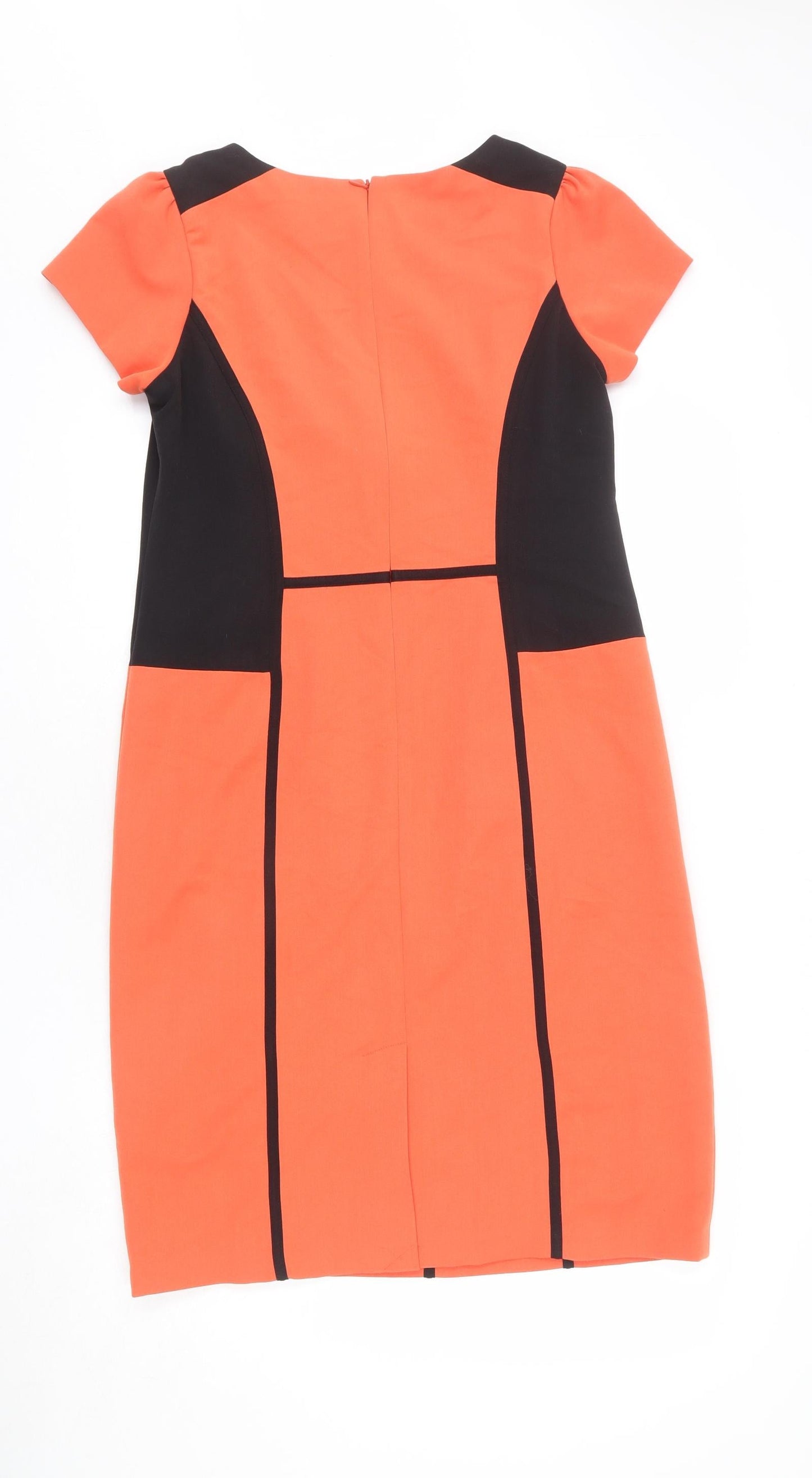 Marisota Womens Orange Polyester Sheath Size 12 Round Neck Zip