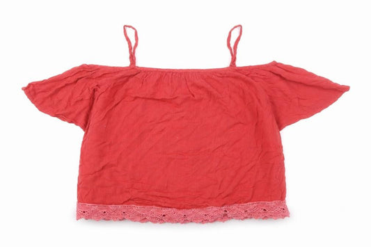 New Look Womens Pink Viscose Camisole Tank Size 8 Square Neck - Lace Detail