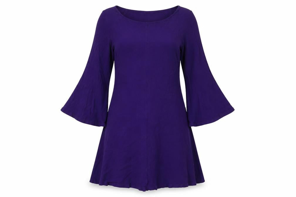 Phase Eight Womens Purple Viscose A-Line Size 12 Round Neck Pullover - Flared Sleeve