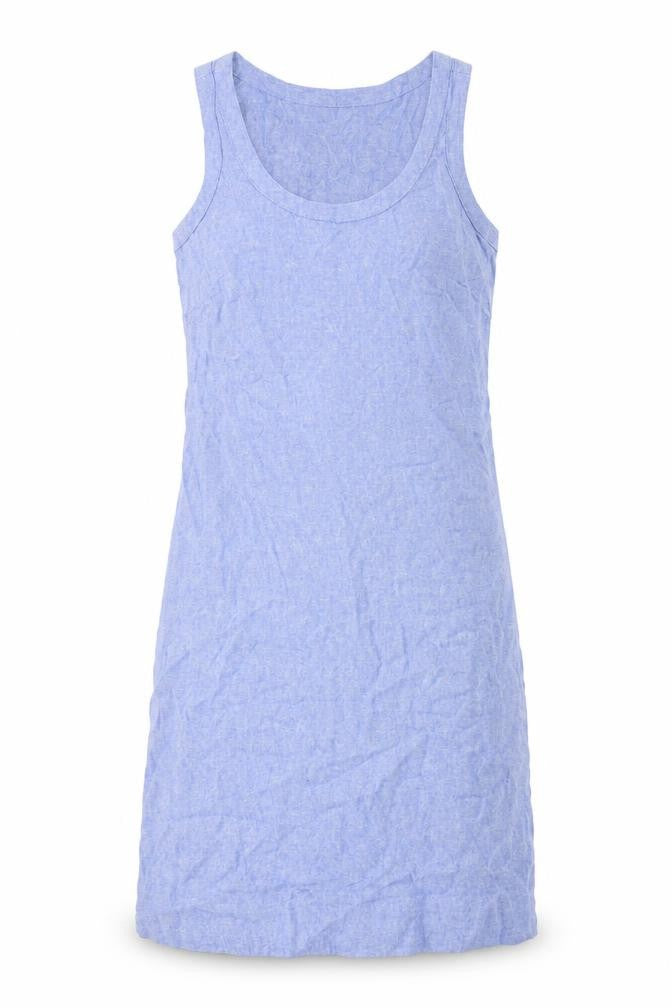 Marks & Spencer Womens Blue Linen Sheath Size 6 Round Neck Pullover