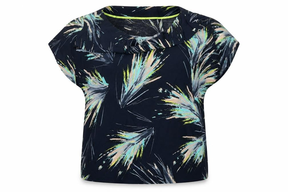 RJR.John Rocha Womens Black Geometric Polyester Basic Blouse Size 18 Cowl Neck - Cropped