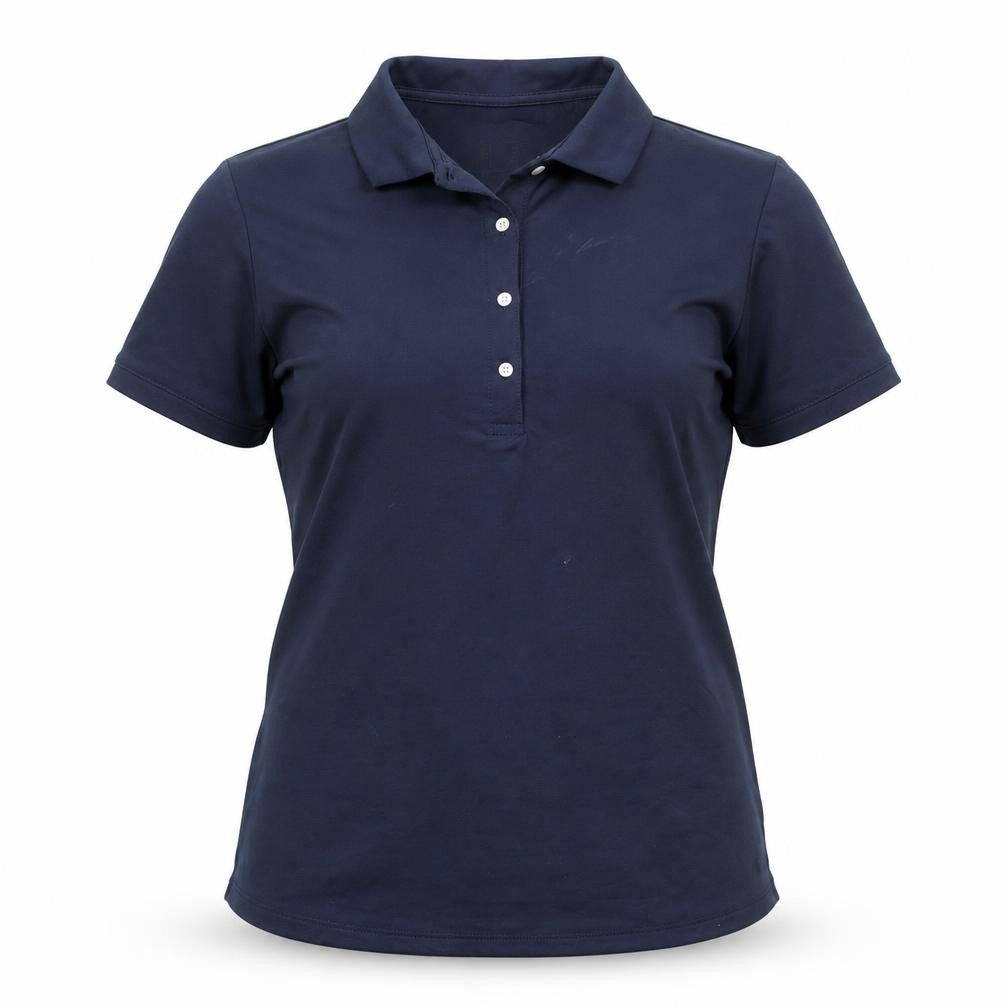 Decathlon Womens Blue Polyester Basic Polo Size S Collared Button