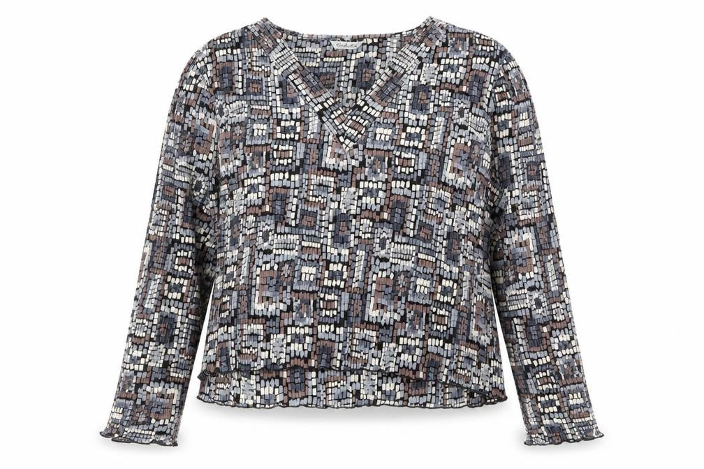 Berkertex Womens Multicoloured Geometric Polyester Basic Blouse Size 20 V-Neck