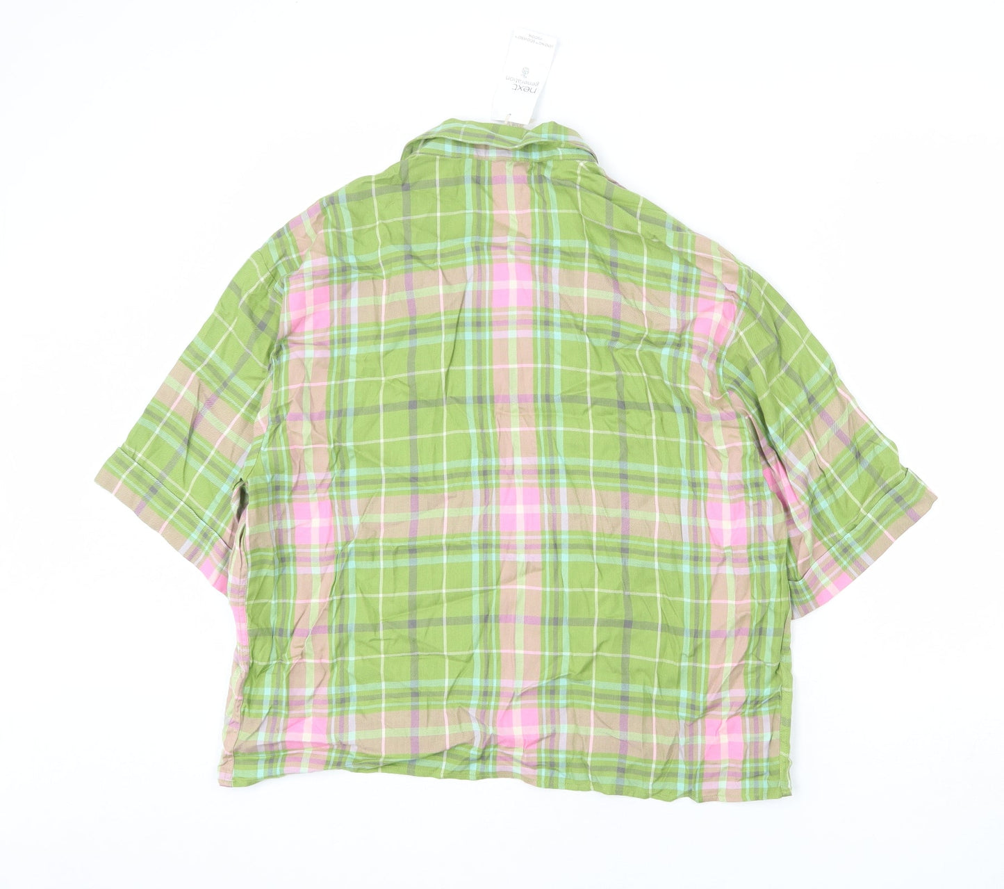 NEXT Womens Multicoloured Plaid Viscose Basic Button-Up Size 14 Collared