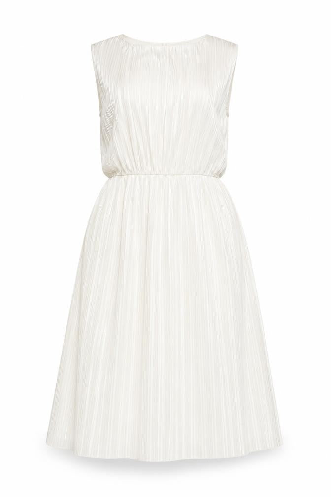 Miss Selfridge Womens Gold Polyester A-Line Size 12 Round Neck Button - Sparkle, Pleated