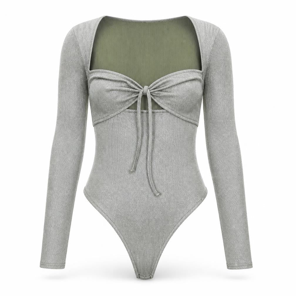 I SAW IT FIRST Womens Green Polyester Bodysuit One-Piece Size 14 Snap - Sparkle