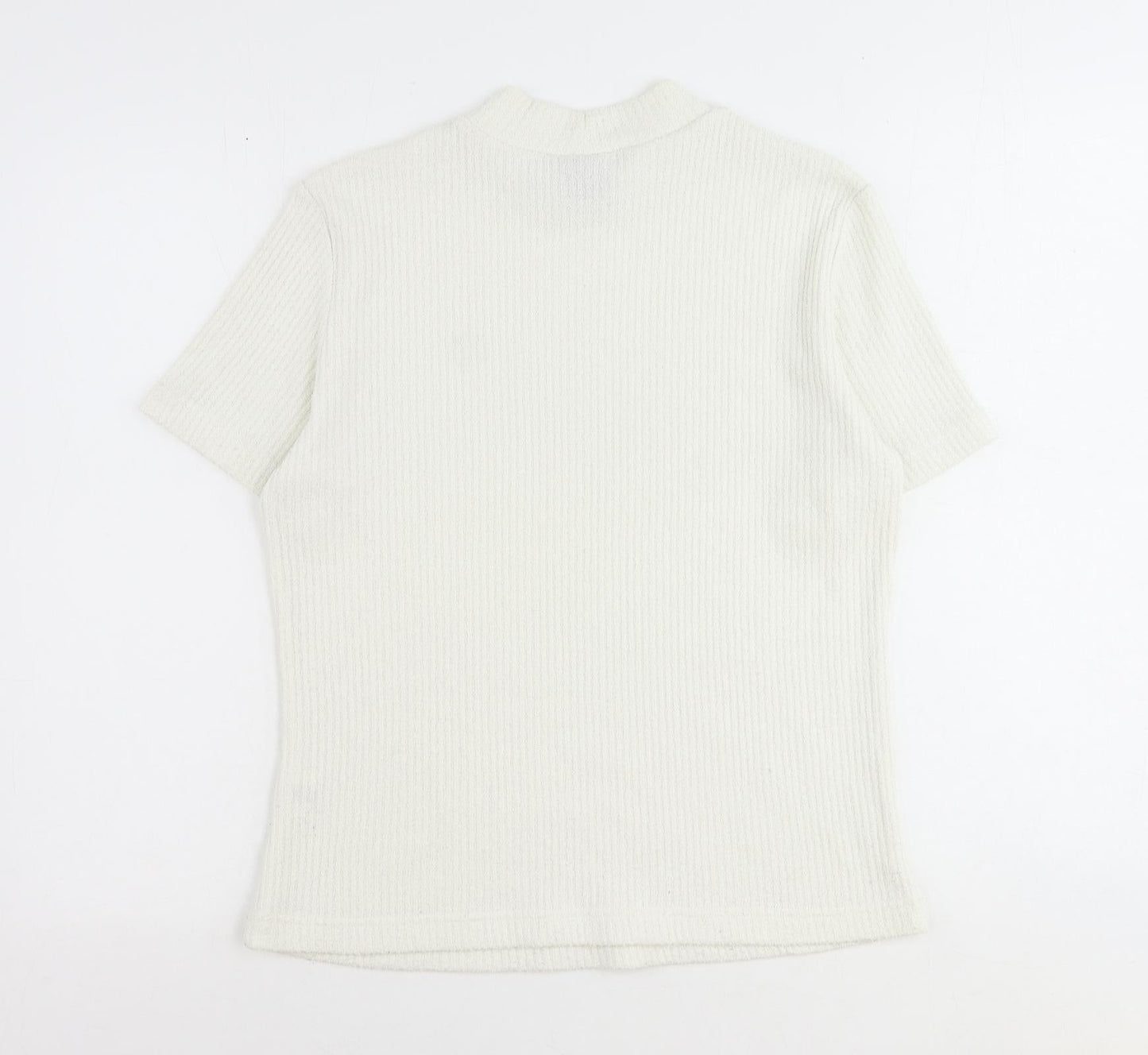 DASH Womens Ivory Mock Neck Polyester Pullover Jumper Size 14