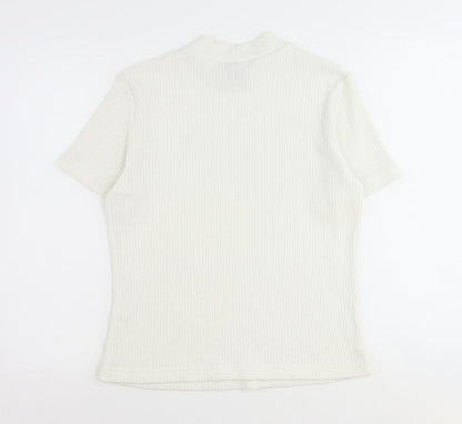 Dash Womens Ivory Mock Neck Polyester Pullover Jumper Size 14