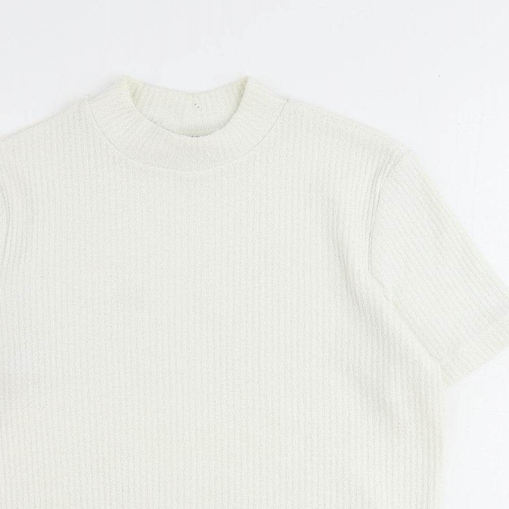 DASH Womens Ivory Mock Neck Polyester Pullover Jumper Size 14
