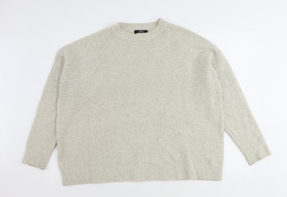 Bershka Womens Beige Mock Neck Acrylic Pullover Jumper Size M