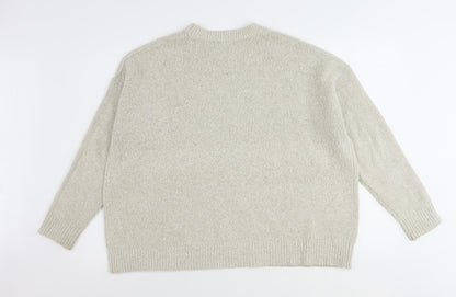 Bershka Womens Beige Mock Neck Acrylic Pullover Jumper Size M
