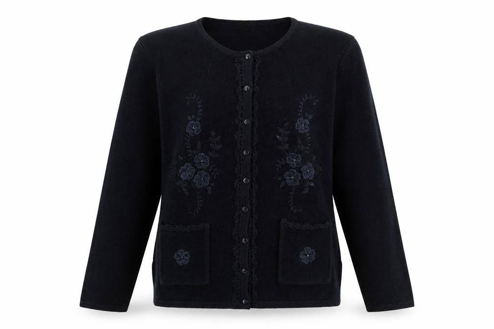 Avant Garde Womens Blue Round Neck Acrylic Cardigan Jumper Size S - Size S-M
