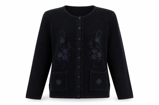 Avant Garde Womens Blue Round Neck Acrylic Cardigan Jumper Size S - Size S-M