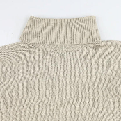 Close-up detail of Only women’s beige roll neck acrylic jumper, size M