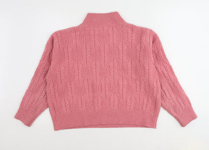 Warehouse Womens Pink High Neck Polyester Pullover Jumper Size M