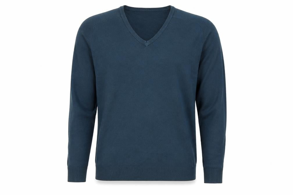 Autograph Mens Blue V-Neck Acrylic Pullover Jumper Size L Long Sleeve