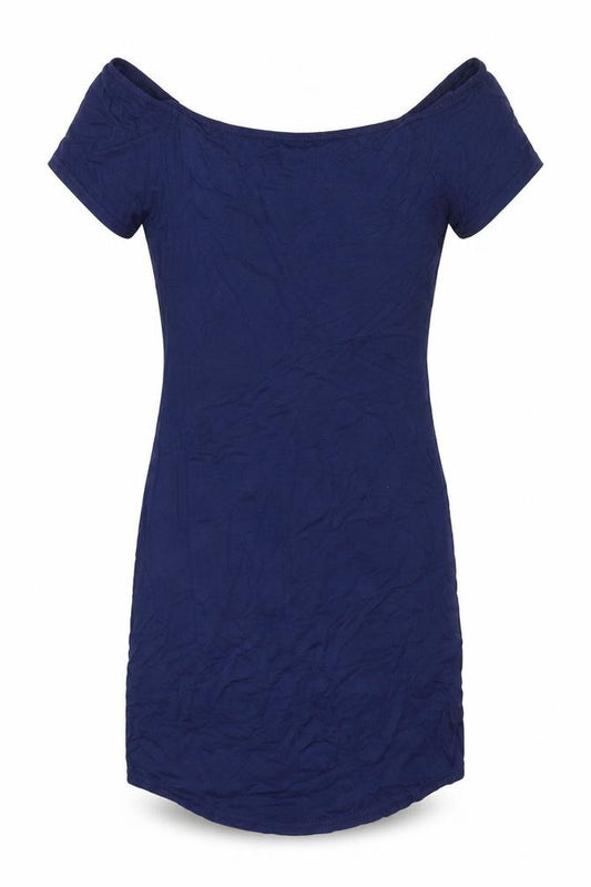 PRETTYLITTLETHING Womens Blue Viscose Bodycon Size 8 Off the Shoulder Pullover
