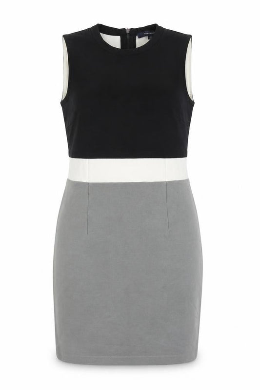 French Connection Womens Grey Viscose Shift Size 8 Round Neck Zip