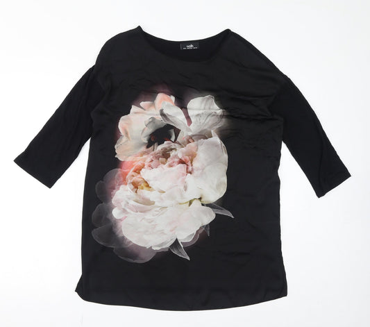 Wallis Womens Black Viscose Basic Blouse Size 8 Round Neck - Size 8-10, Flower