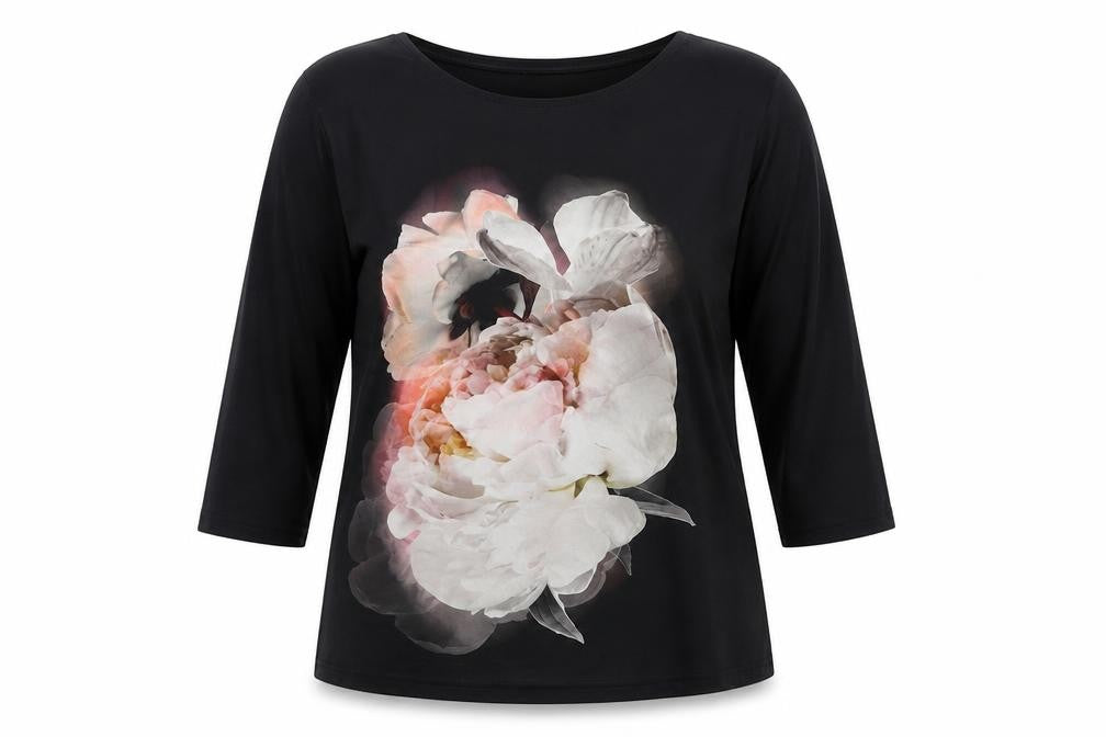 Wallis Womens Black Viscose Basic Blouse Size 8 Round Neck - Size 8-10, Flower