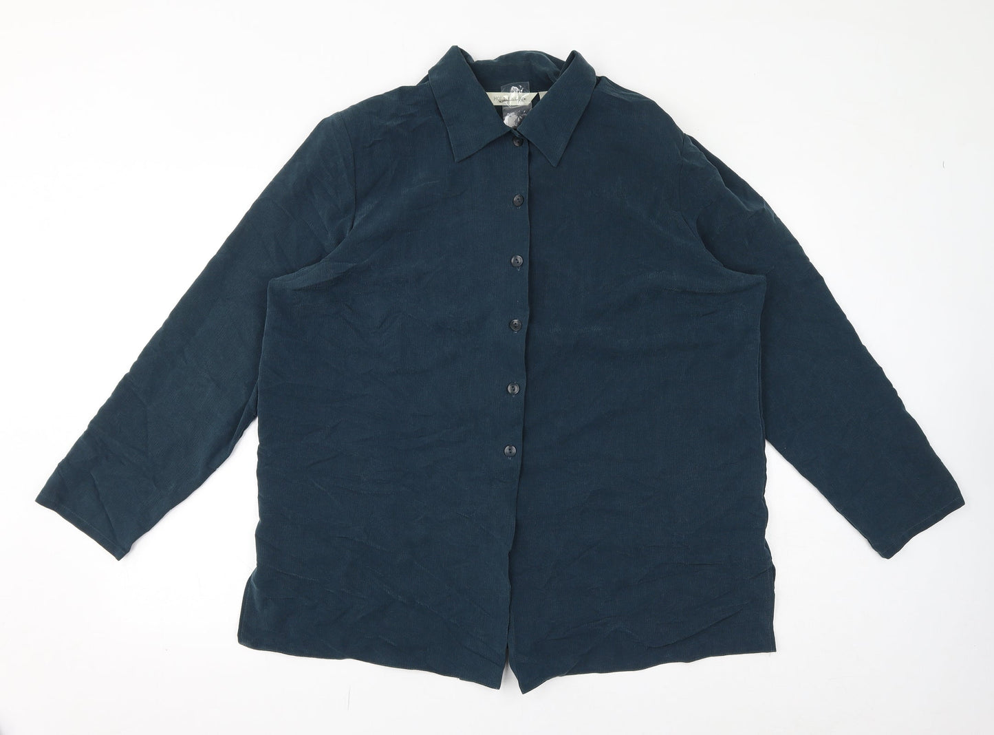 Hollywood Womens Blue Polyester Basic Button-Up Size 18 Collared