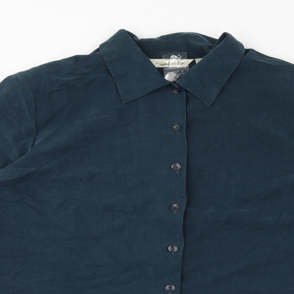 Hollywood Womens Blue Polyester Basic Button-Up Size 18 Collared
