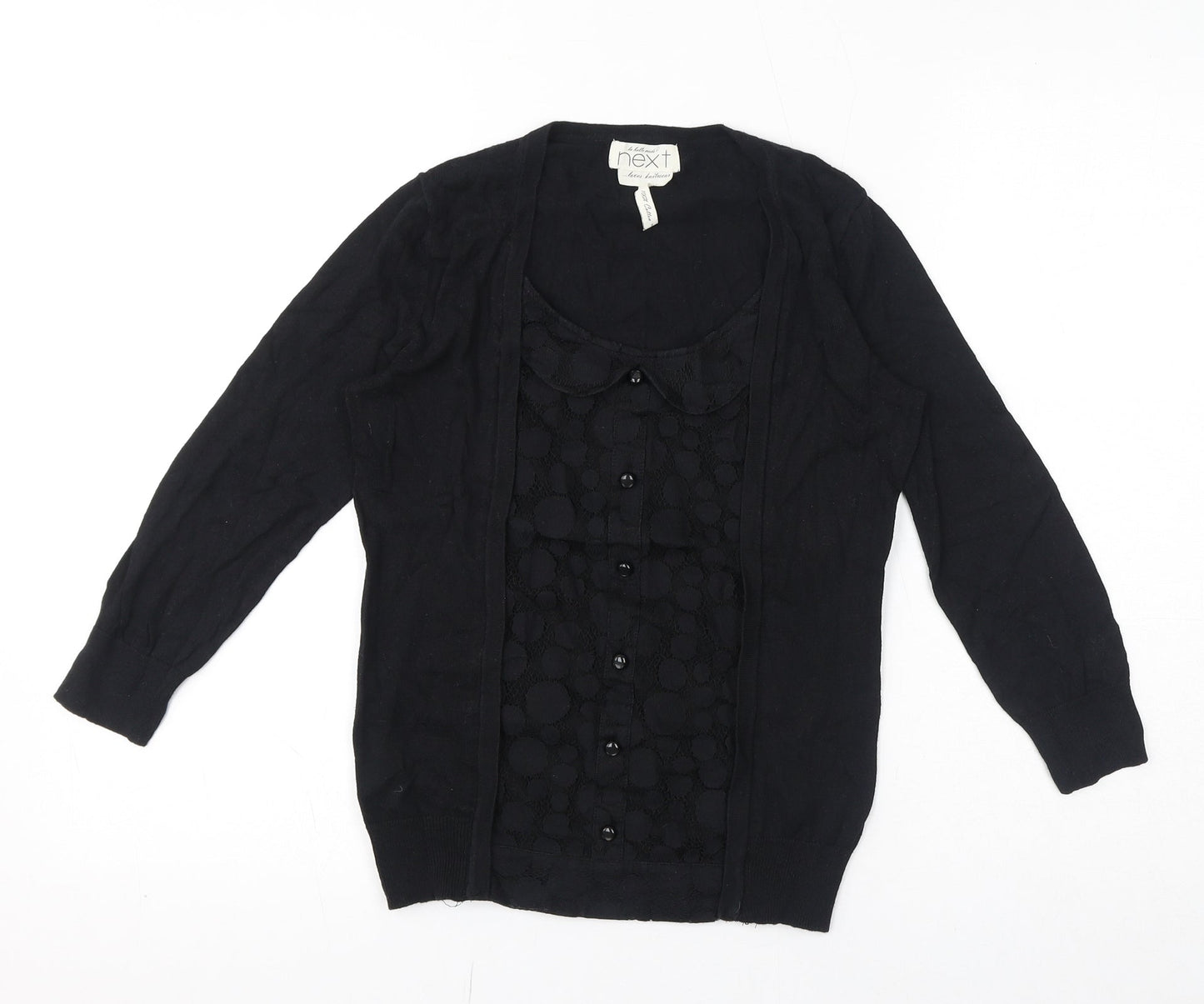 NEXT Womens Black Cotton Basic Blouse Size 8 Round Neck - Twin Set