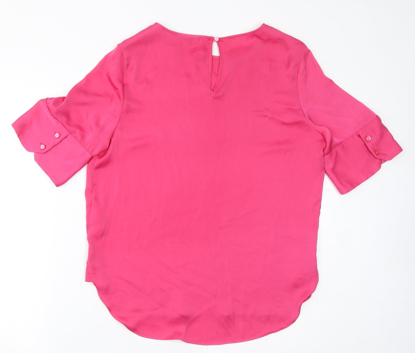 NEXT Womens Pink Polyester Basic Blouse Size 14 Round Neck