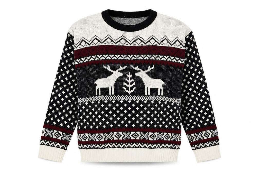 Glamorous Womens Multicoloured Crew Neck Geometric Acrylic Pullover Jumper Size S - Reindeers