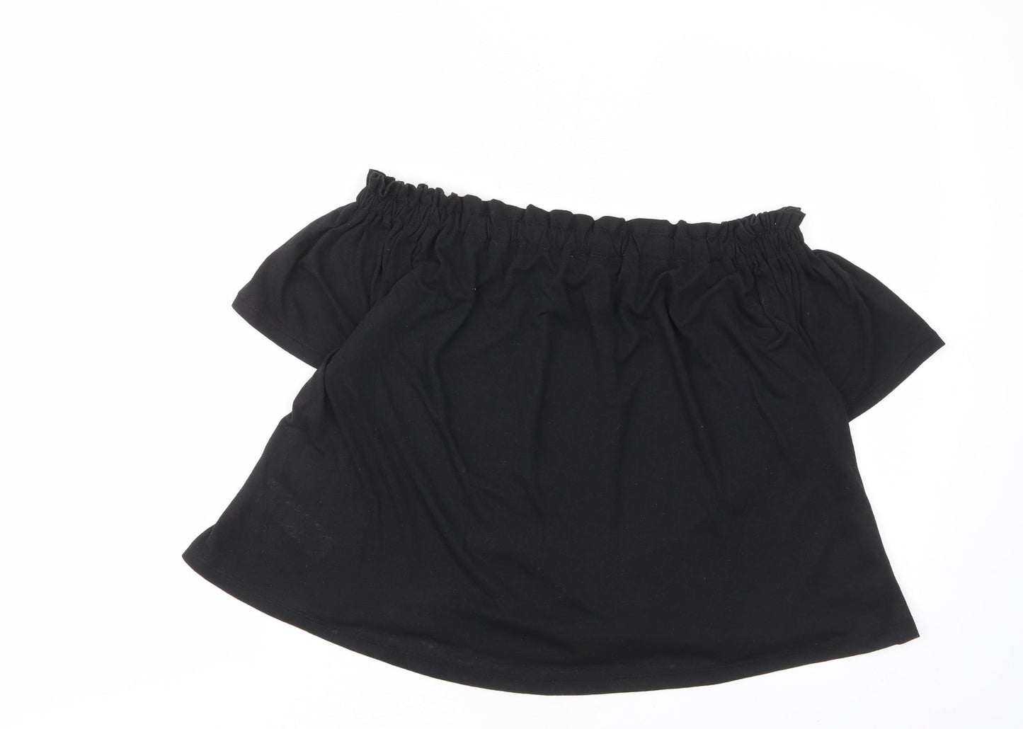 New Look Womens Black Viscose Basic T-Shirt Size 8 Off the Shoulder - Frill