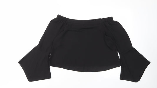 New Look Womens Black Polyester Basic Blouse Size 8 Off the Shoulder - Flow arms