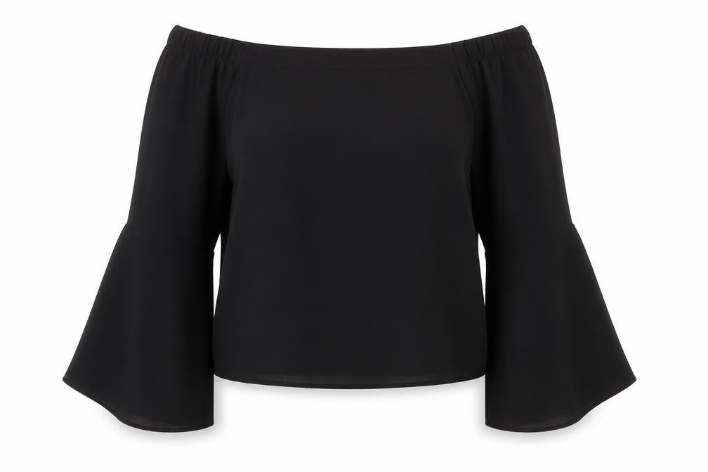 New Look Womens Black Polyester Basic Blouse Size 8 Off the Shoulder - Flow arms