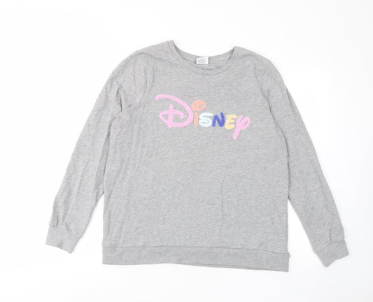 Disney Womens Grey Cotton Pullover Sweatshirt Size L Pullover - Embroided